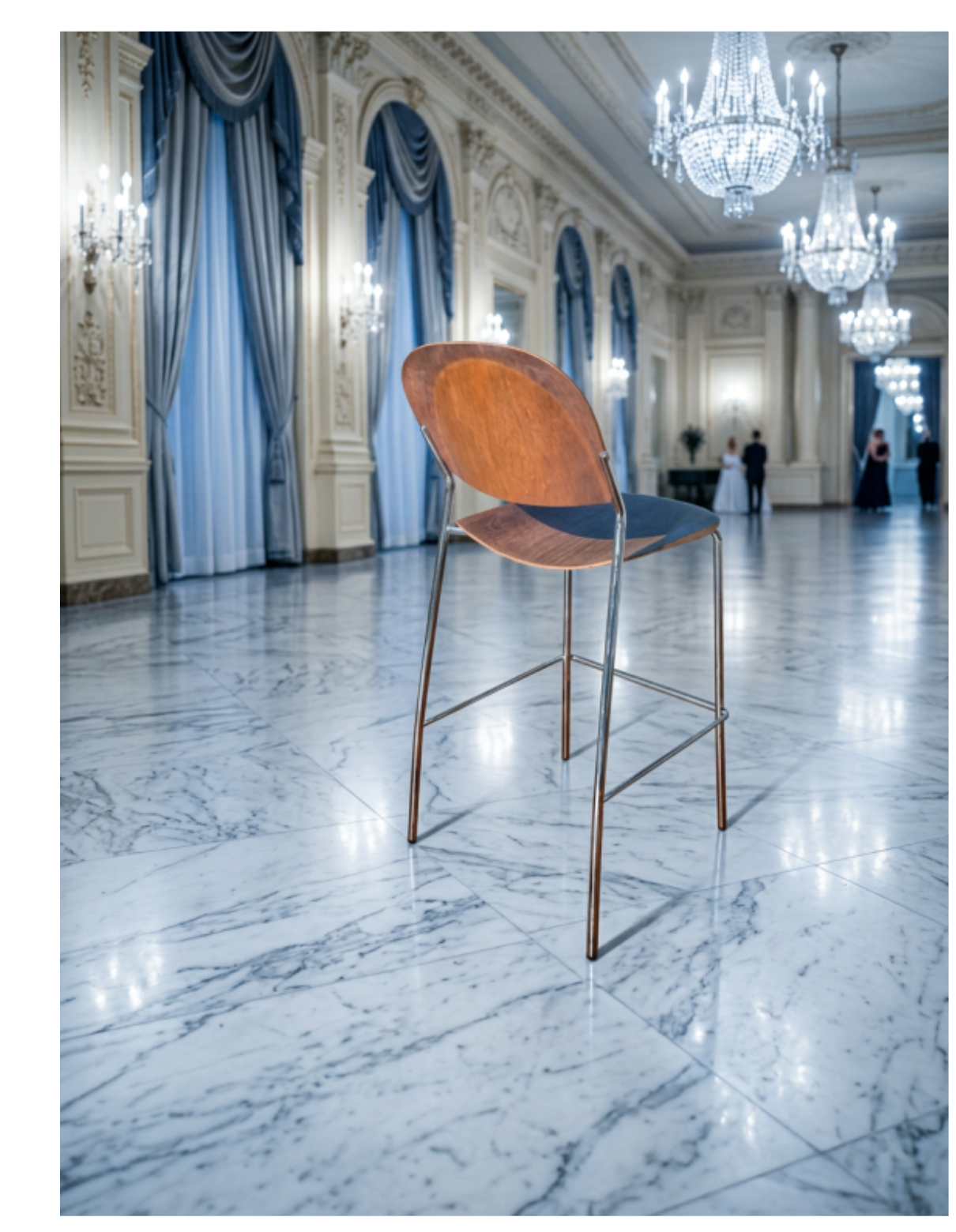 Wood-back ballroom stool